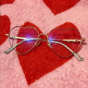 Heart-Shaped Gold Frame Glasses